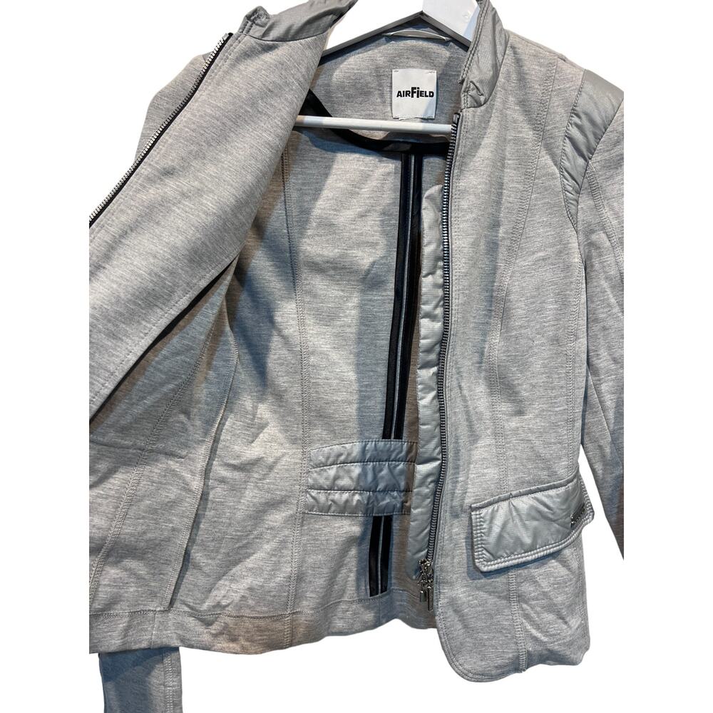 Airfield Jacket Womens Full Zip Fitted Faux Pockets Round Neck Measures Small - Picture 11 of 14